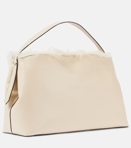 T-Lock Large shearling-trimmed shoulder bag