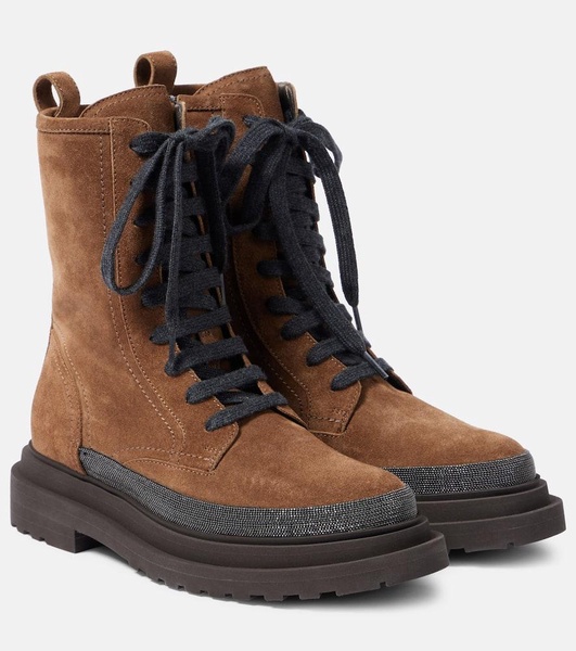 Suede combat boots