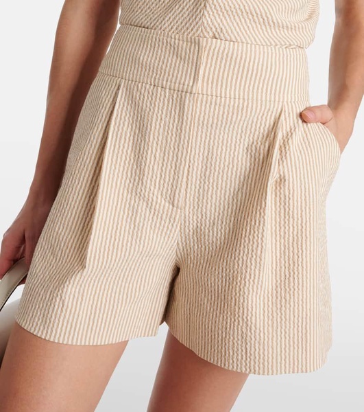 Haina high-rise cotton seersucker shorts