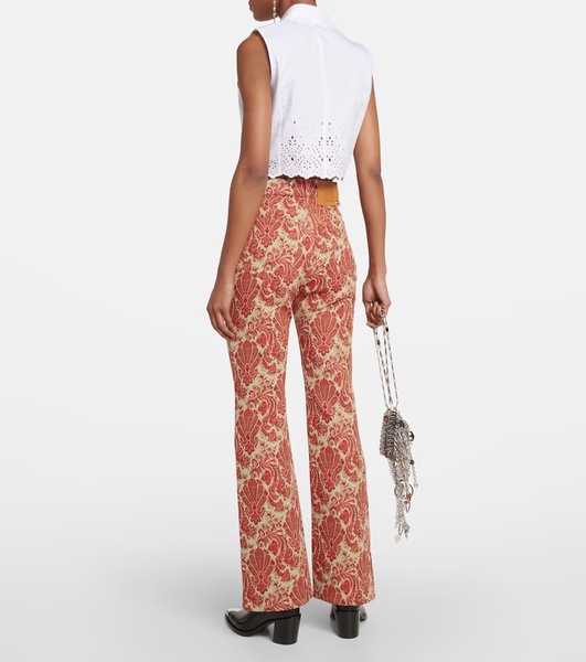 Jacquard high-rise flared pants