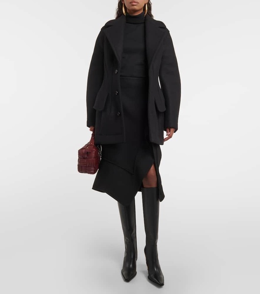 Sculptured wool-blend coat