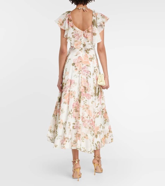 Theophila floral cotton and silk maxi dress