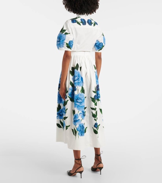 Painted Floral Volume Midi Skirt