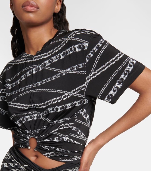 Printed jersey crop top