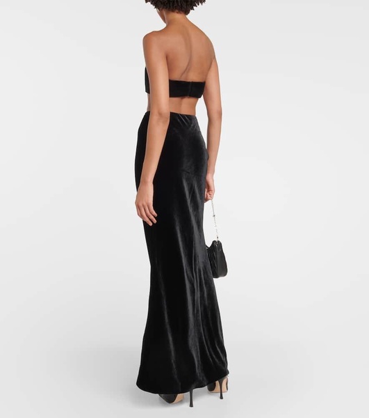 High-rise silk-blend maxi skirt