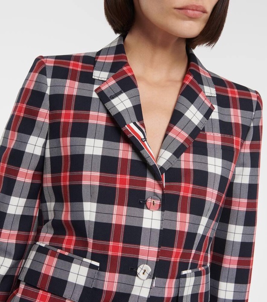 Tartan wool-blend blazer