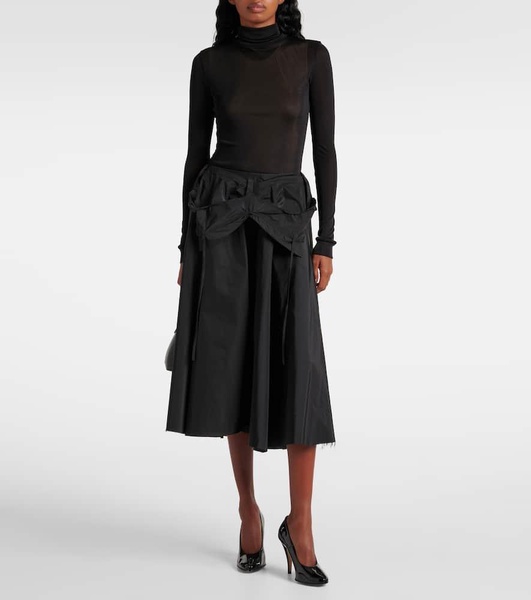 Deconstructed taffeta midi skirt