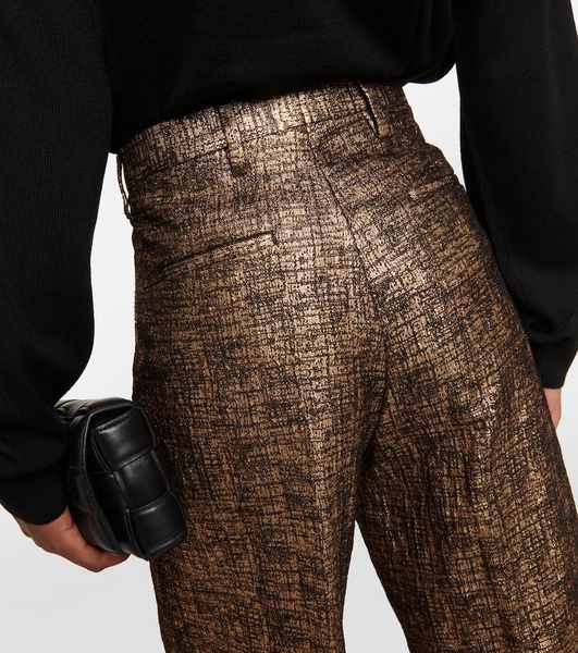 High-rise tweed straight pants