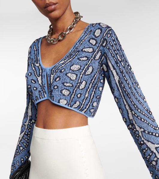 Damisi jacquard knit cropped cardigan