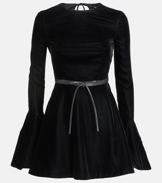 Open-back velvet minidress