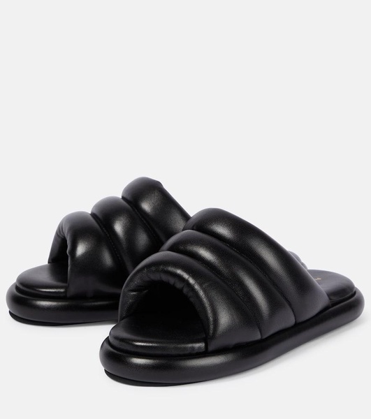 Padded leather slides