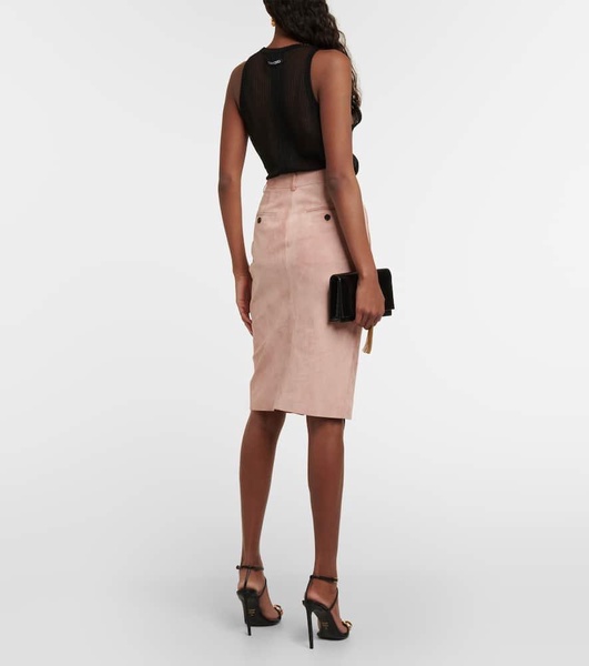 High-rise suede pencil skirt 