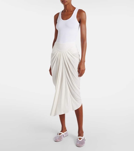 Draped asymmetric midi skirt