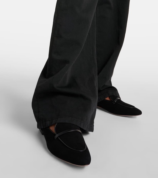 Bruni leather-trimmed suede loafers