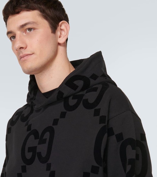 GG flocked cotton jersey hoodie