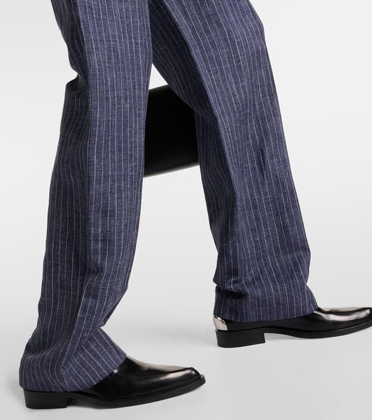 Pinstripe high-rise straight pants