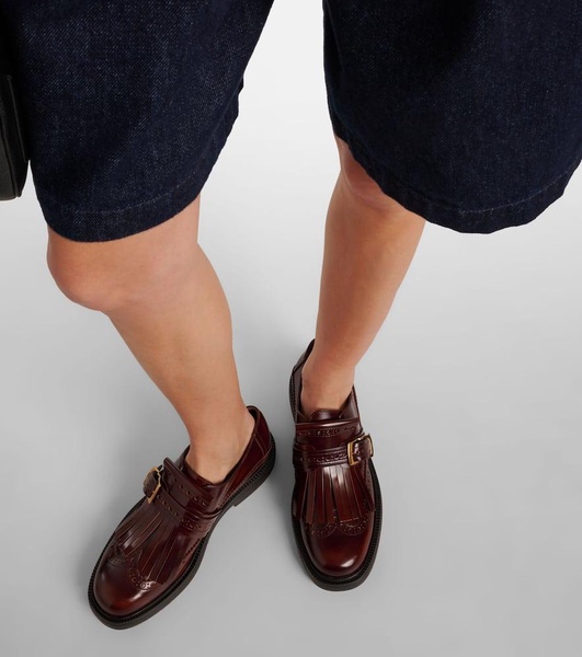 Leather monk strap shoes