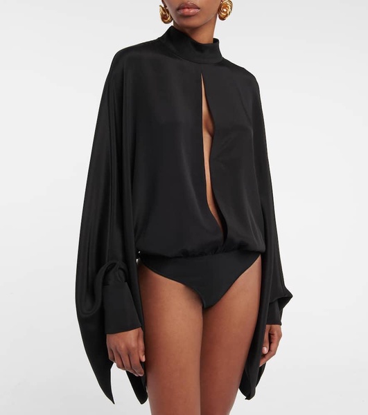 Cutout silk crêpe bodysuit