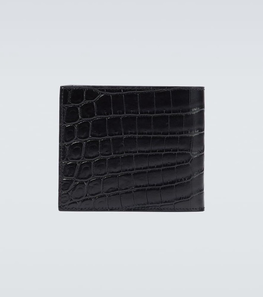 Croc embossed leather billfold wallet