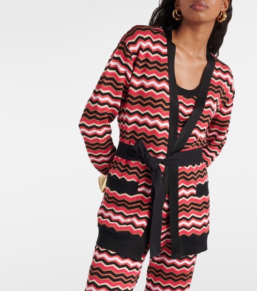 Zig Zag cotton-blend wrap cardigan