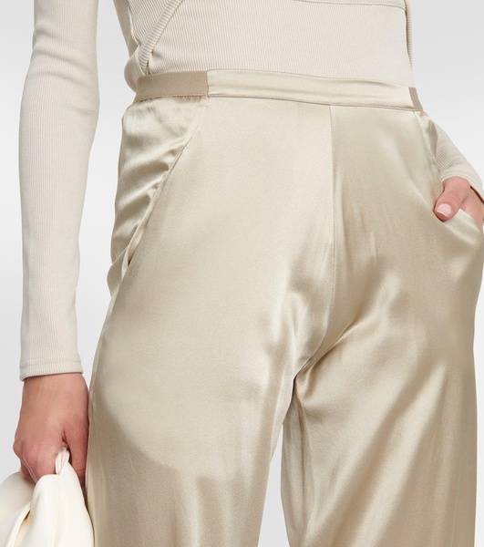 Silk satin straight pants