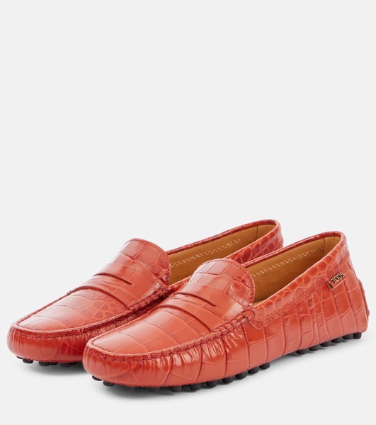 Gommino croc-effect leather loafers