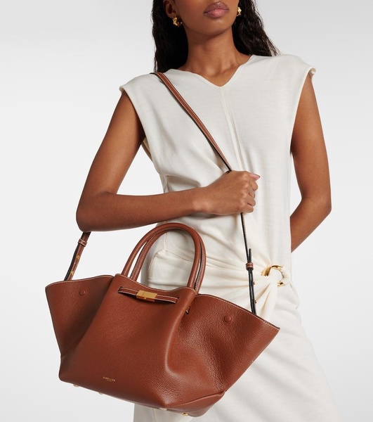 Midi New York leather tote bag