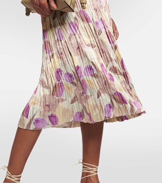 Floral pleated midi dress