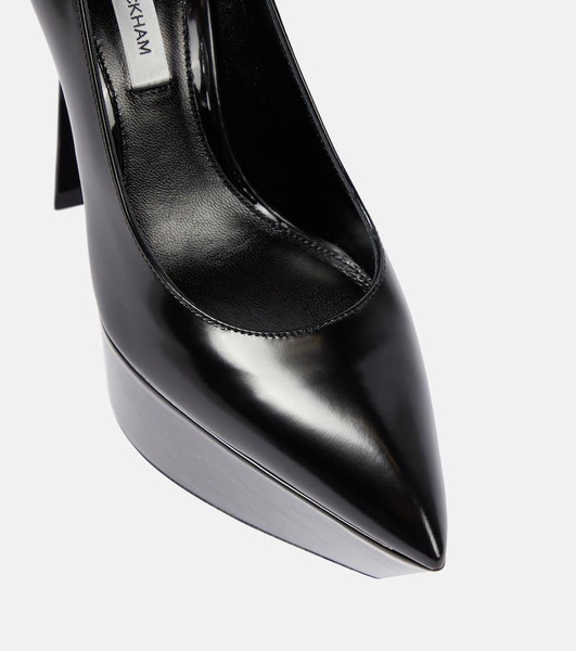 Leather platform pumps