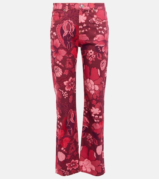 Printed high-rise straight jeans