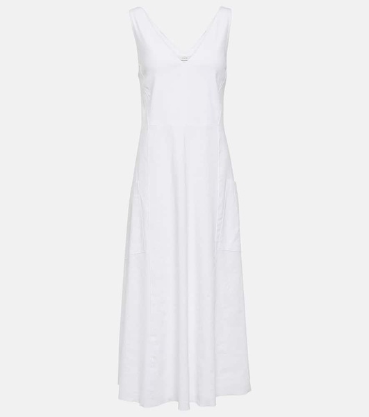 Linen-blend midi dress