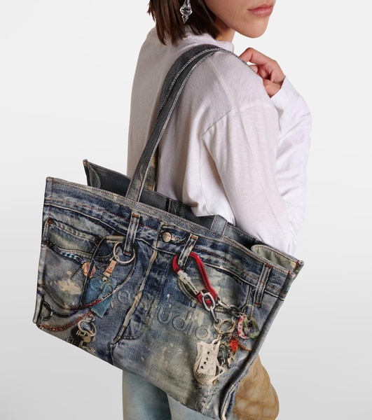 Trompe l'oeil denim tote bag