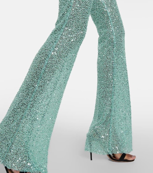 Beaded high-rise flared pants