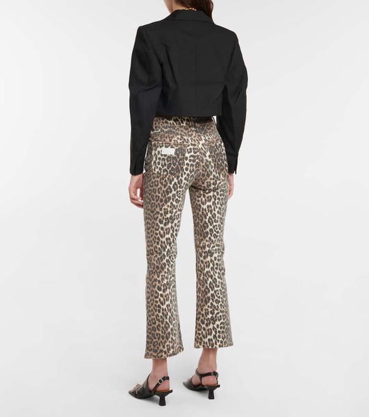 Leopard-print high-rise flared jeans