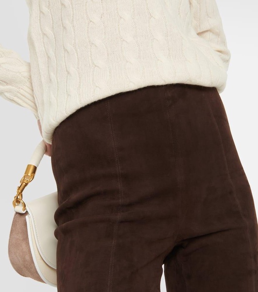 High-rise skinny suede pants