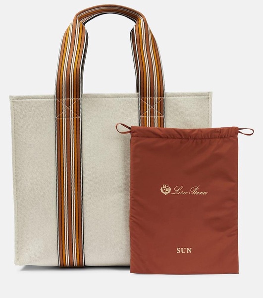 The Suitcase Stripe Medium canvas tote bag