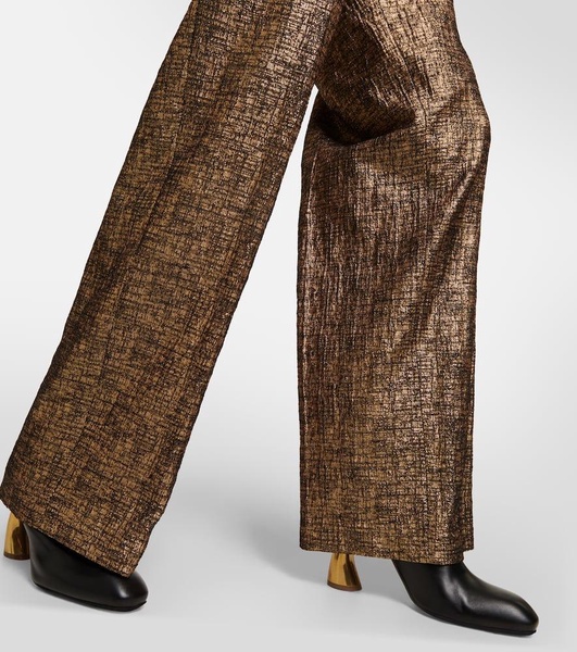 High-rise tweed straight pants