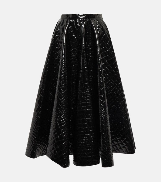 Croc-effect midi skirt