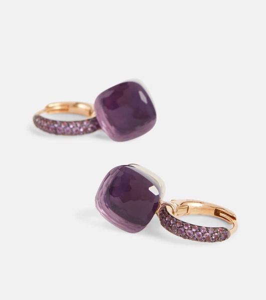 Nudo Classic 18kt rose and white gold earrings with amethysts and jades