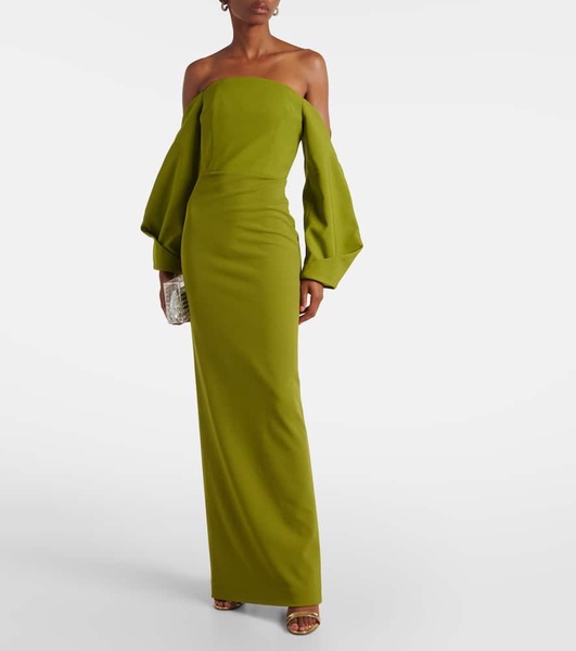 Lotta off-shoulder crêpe gown