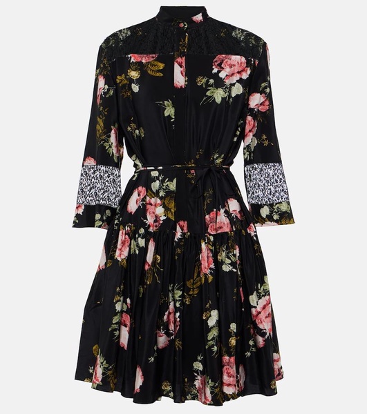 Floral silk crepe de chine minidress