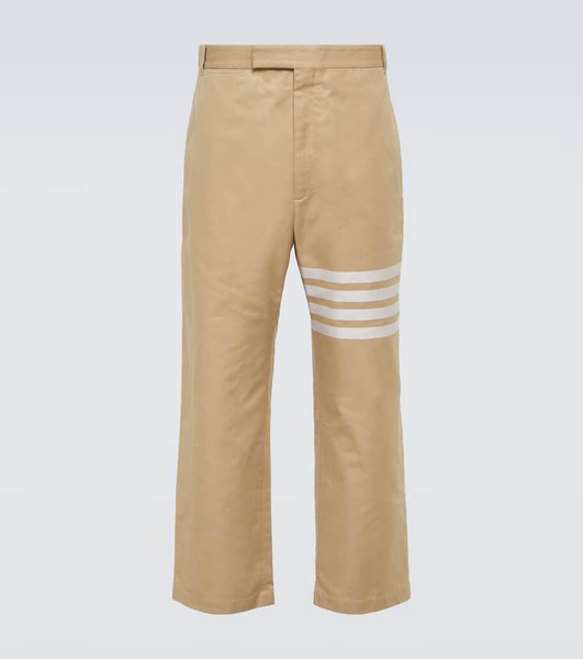 4-Bar cropped cotton straight pants