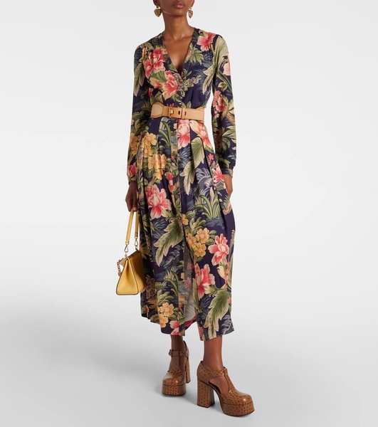 Jersey and fil coupé jacquard maxi dress