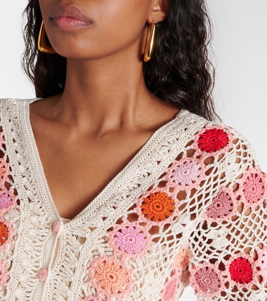 Bouquet floral cotton crochet top