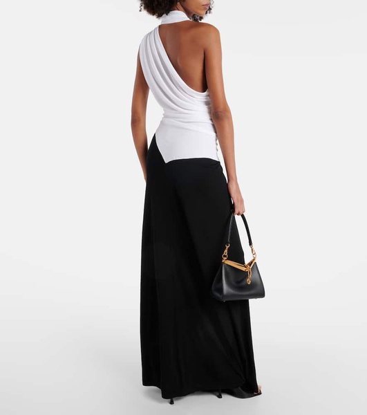 Ring-detail draped halterneck top