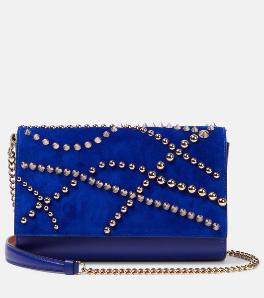 Paloma embellished suede and leather clutch