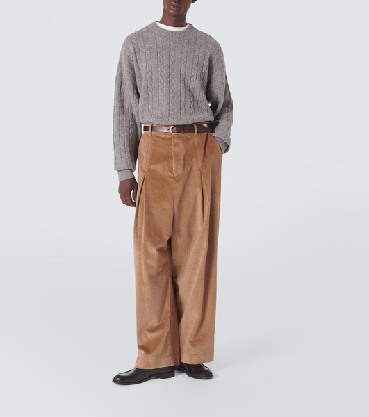 Cotton and cashmere corduroy wide-leg pants