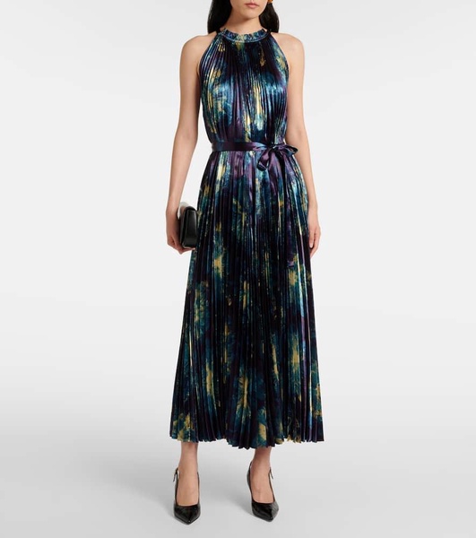 Amiko pleated satin midi dress