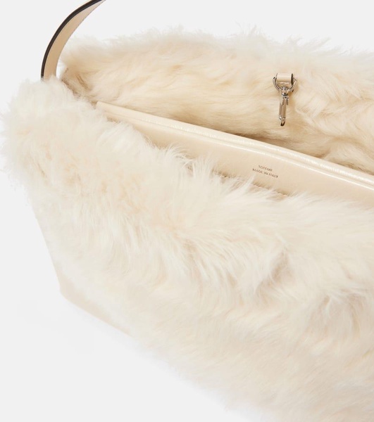 T-Lock Large shearling-trimmed shoulder bag