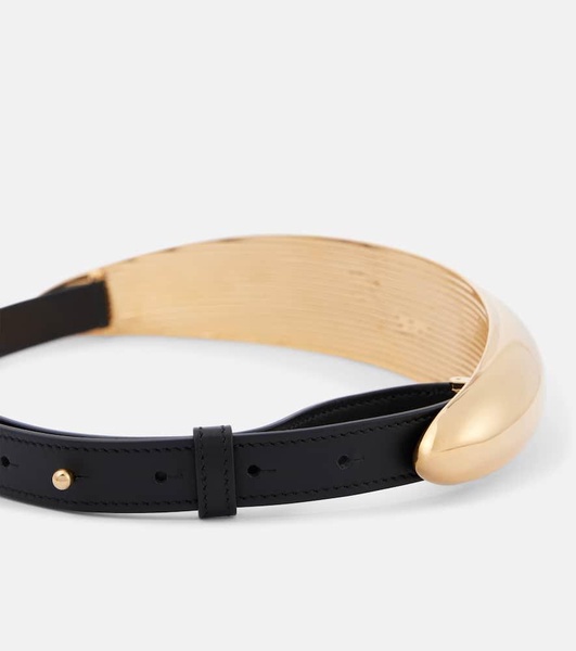 Bumber leather-trimmed belt